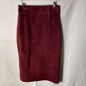 DANIER Sz 14 Suede Burgundy Lined Back Slit Pencil Skirt